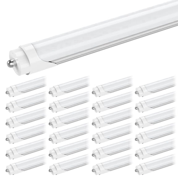 CNSUNWAY Single Pin Fa8 T8 LED Tube 8ft Dual Row Light Bulbs, 72W 5000K Daylight, Ballast Bypass, Frosted Cover, ETL Listed, 8-Pack