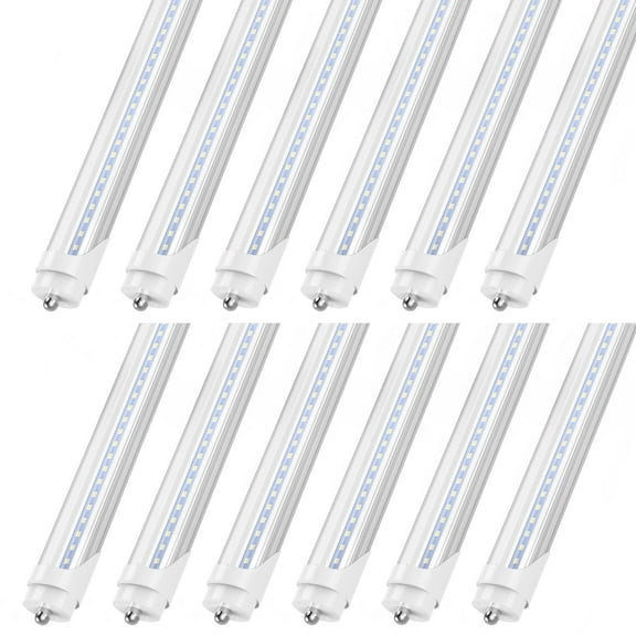 Single Pin T8 LED Tube Light 8ft Fa8 Fluorescent LED Bulbs, 45W 6000K, 8-Pack