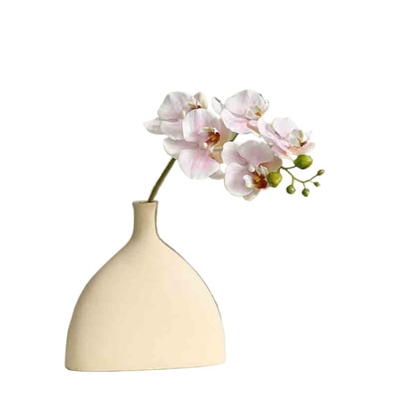 Single Pink Phalaenopsis Simulation Flower Single Fake Flower Arrangement with Ceramic Vase for Living Room