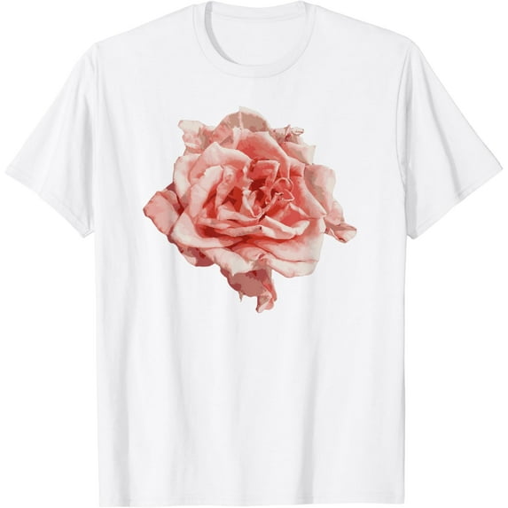 Single Pink Rose Flower Design For Women, Girls, Teens T-Shirt100% pure cotton white short-sleeved T-shirts for men and women