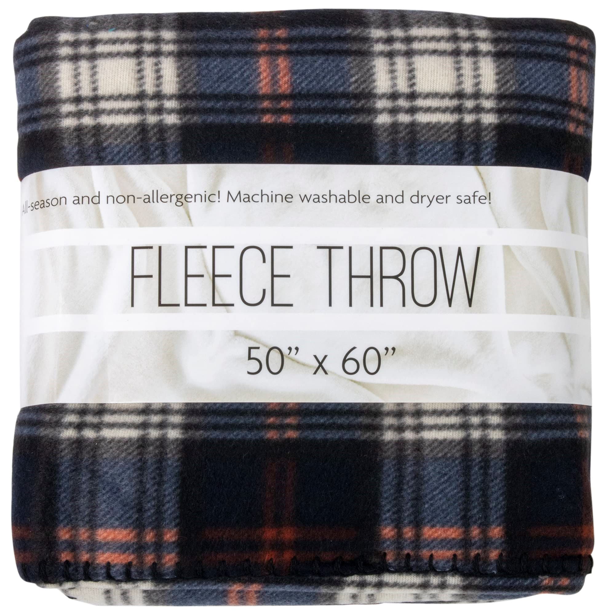 Black Plaid 50" x 60" Fleece Throw Blanket for Pets and Kids