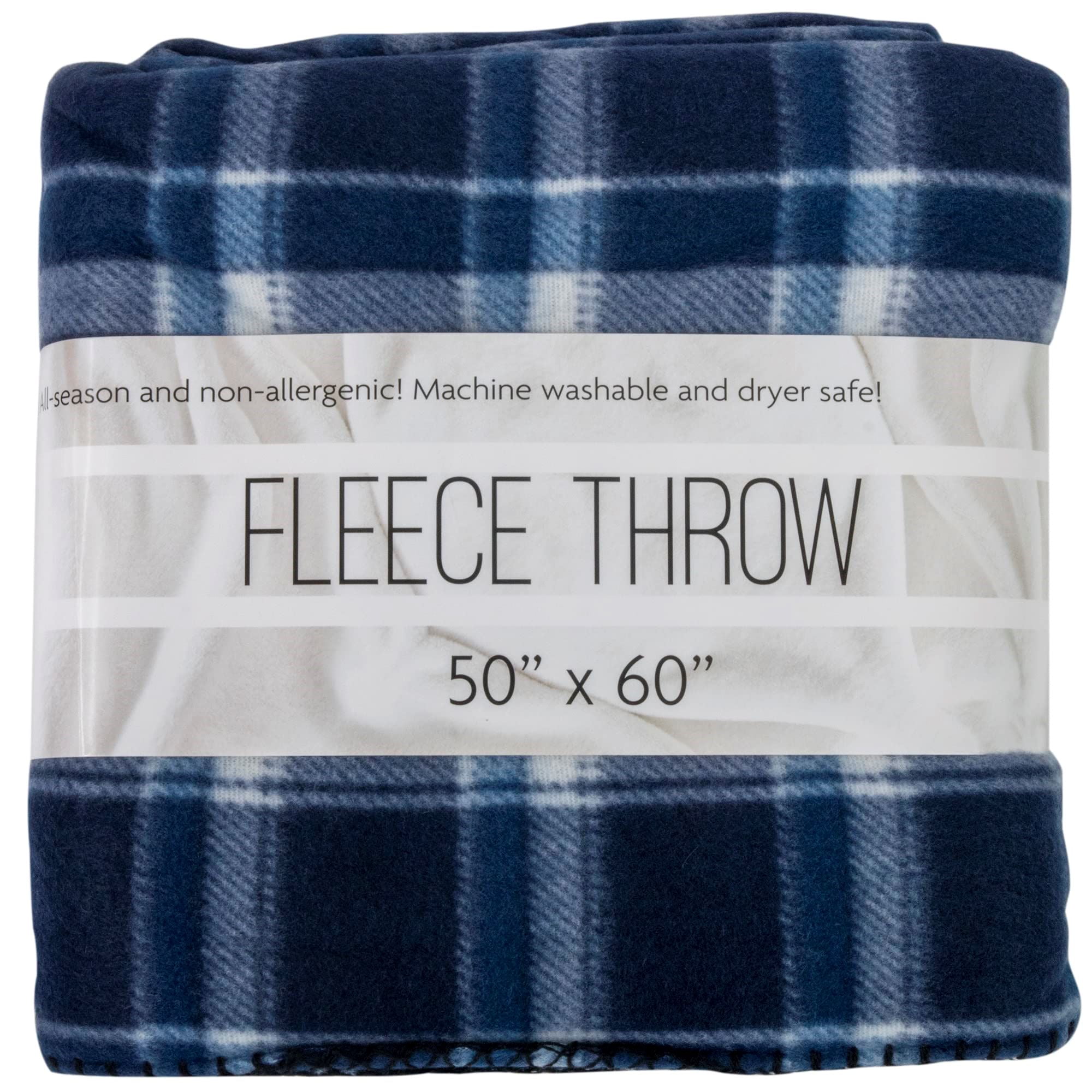Blue Plaid Lightweight Fleece Twin Throw Blanket