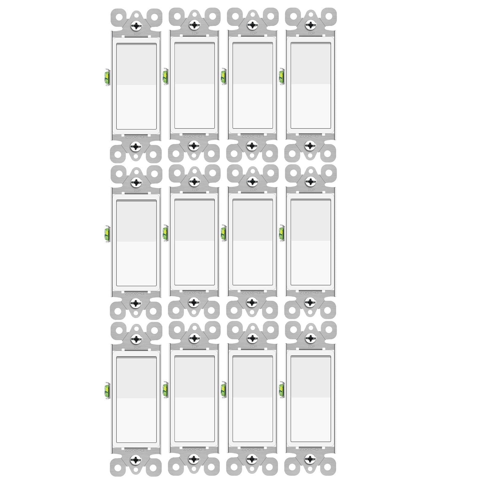 Single Pole Light Switch,NineLeaf 12 Pack 15 Amp Rocker Electrical Light Switch White,SP Paddle Light Switch,120V-277V AC,Residential/Commercial Grade,Home & Office,UL Listed