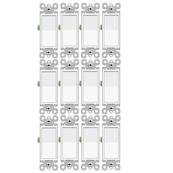 Single Pole Light Switch,NineLeaf 12 Pack 15 Amp Rocker Electrical Light Switch White,SP Paddle Light Switch,120V-277V AC,Residential/Commercial Grade,Home & Office,UL Listed