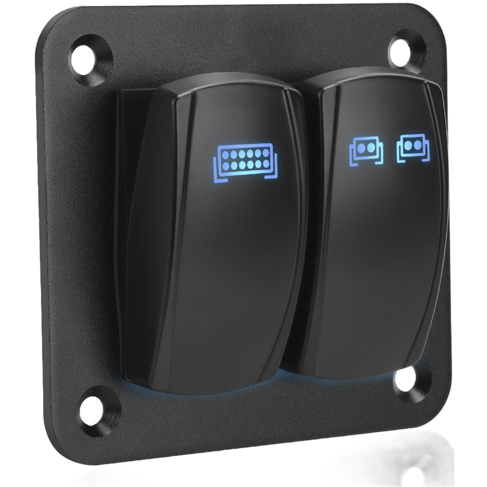 Single Pole Single Throw (SPST) Switch 2 Gang Rocker Switch Panel 12V ...