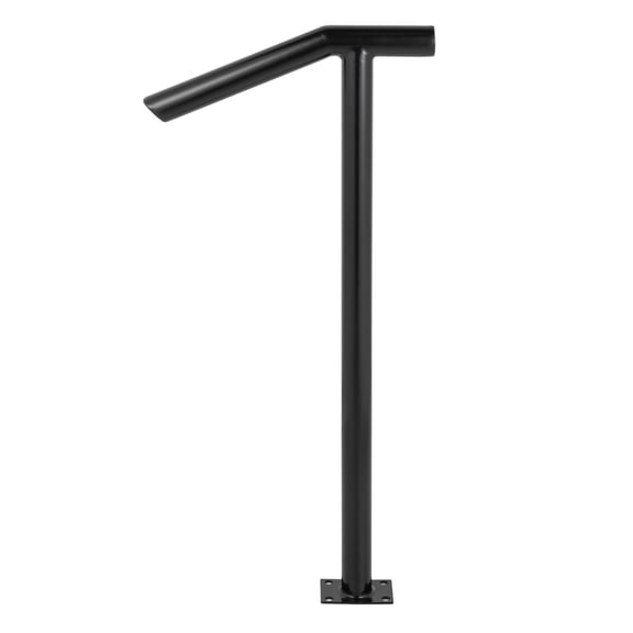 Single Post 1-2 Step Black Steel Stair Handrail Max 441 LBS Load, Baking Varnish Safety Step Rail with Expansion Bolts & Drill Bit for Porch Concrete Steps