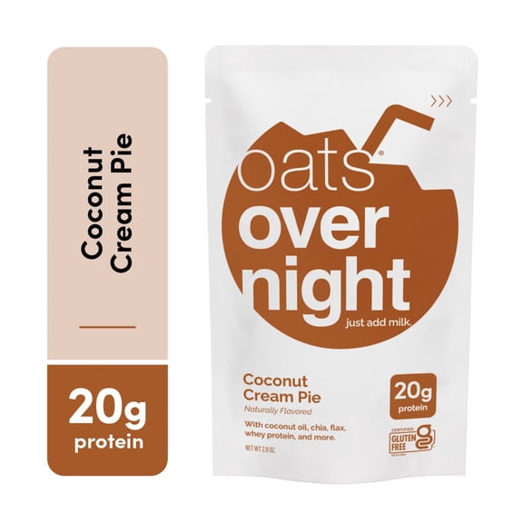 Oats Overnight Coconut Cream Pie High-Protein Overnight Oatmeal Shake, 2.8 oz, 1 pouch