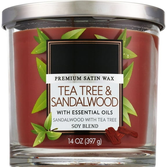 Candle Single Pour Candle, Tea Tree & Sandalwood, 14 oz