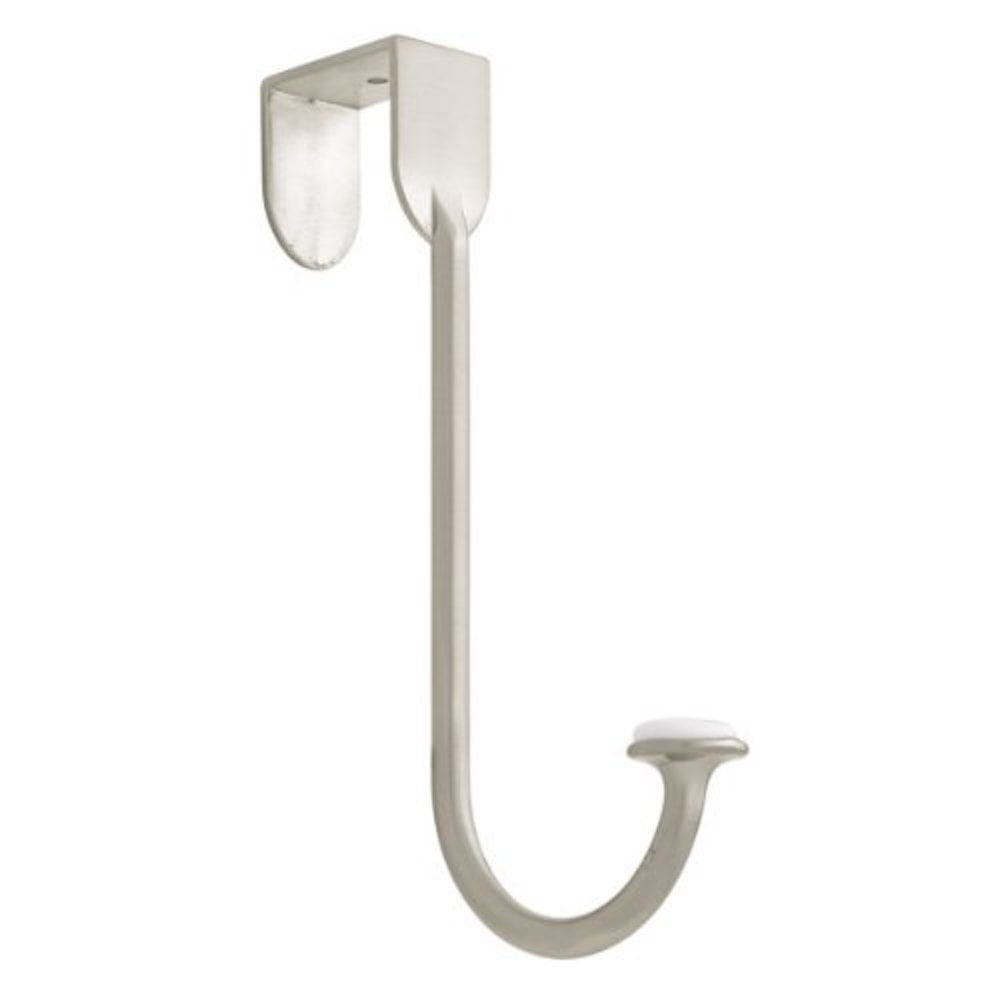 7 in. Satin Nickel Single Prong Ceramic Insert Over-The-Door Hook