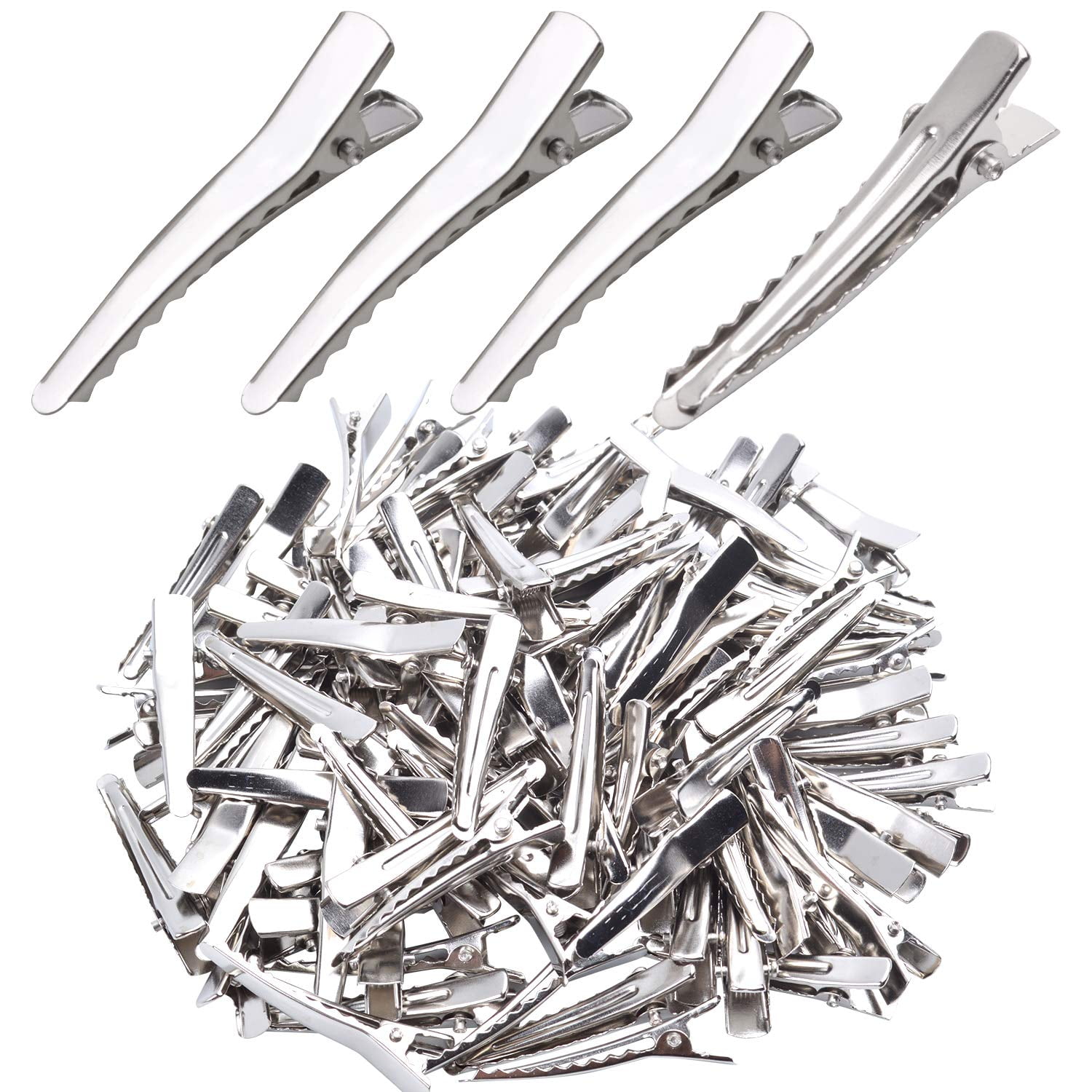 50 Packs DIY Curl Clips, Hairdressing Double Prong Curl Silver Metal Alligator Clips Metal Crocodile Alligator Hair Clips Salon Women Girls Accessorie - View #4