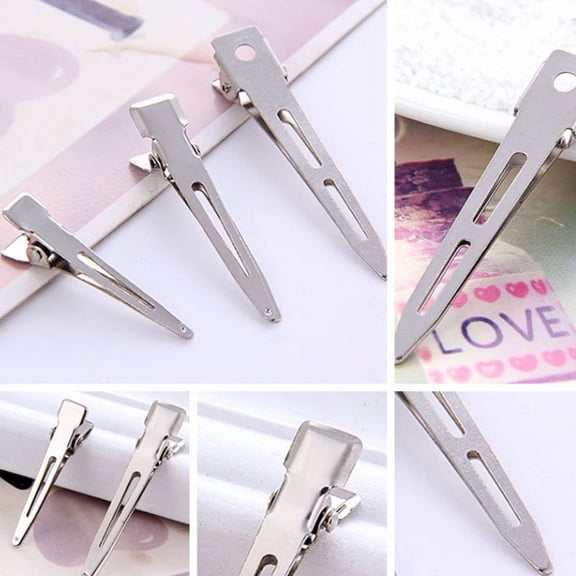 Single Prong Pin Curl Duckbill Clips,Silver Setting Section Hair Clips Metal Alligator Clips For Hair Extensions
