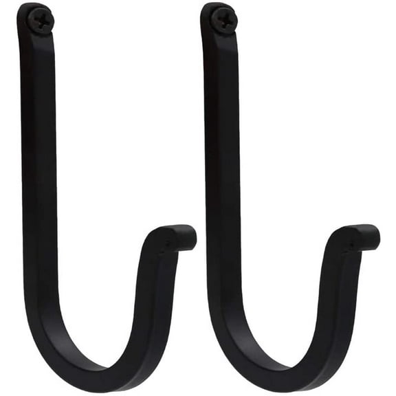 Single Prong Wrought Iron Hooks, Vintage Hand Forged Iron Curved Metal Fastener Decorative Colonial Wall Dcor, Heavy Duty Wall Hooks, Hangers for Keys, Coats, Robe, Bags, Home, Kitchen (2)