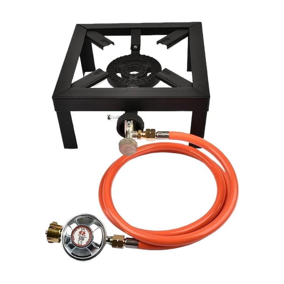Single Propane Burner Stand, Adjustable Flame for Outdoor Cooking, Metal Construction, Camping & Tailgating