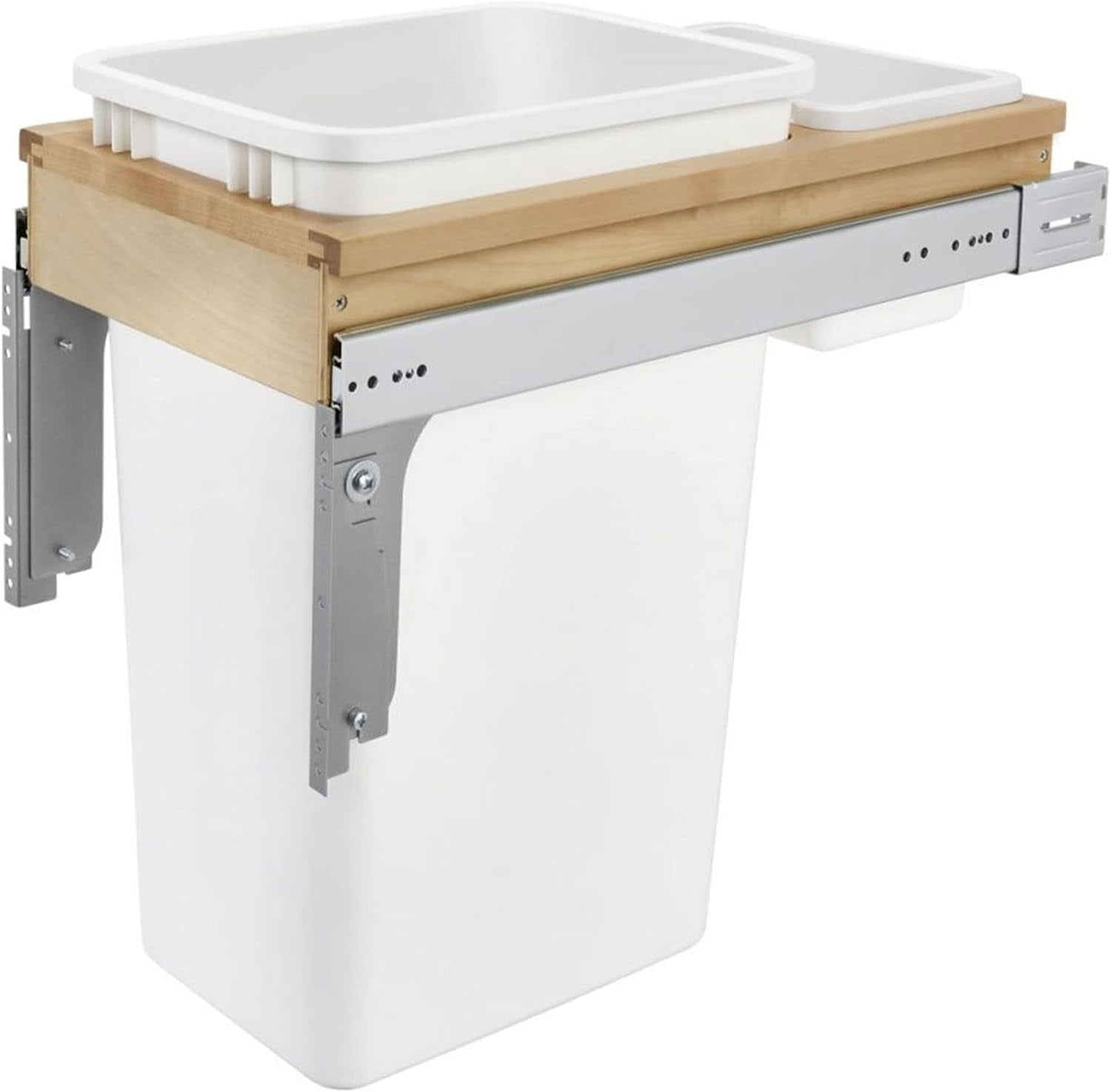 Single Pullout Trash Can for Base 50 Quart Wood Top Mount