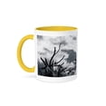 thumbnail image 1 of 3drose, Single Raindrop in Calm Water. Dry Wood, Reflection of Clouds, 11oz Two-tone Yellow Mug, 1 of 6