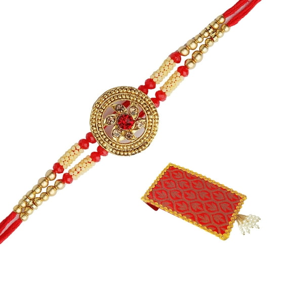 Single Rakhi for Brother Rakhi Thread for Bhai Bhabhi Bhaiya and Bhatiji veera Raksha Bandhan Rakhi Set Dora Bracelet Kalwa with gift Pack in Red Bag for Brother Sister Indian Traditional Festival