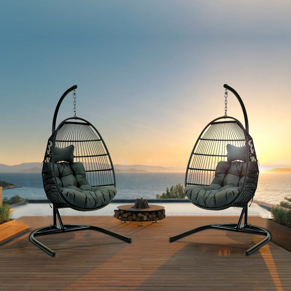 Single Rattan Wicker Swing Chair 3.0mm Thicken Steel Pipe Swing Chair Indoor Outdoor Furniture Sofa Chair