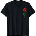 thumbnail image 1 of Single Red Rose Pocket Flower Romantic Love Pocket T-Shirt, 1 of 3