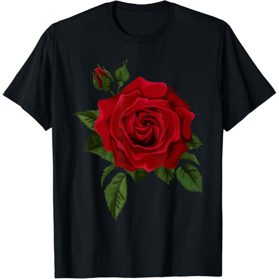 Single Red Roses Flower of Cute Red Roses Flower Gardening T-Shirt, F636 Sweatshirt All Size S-5XL