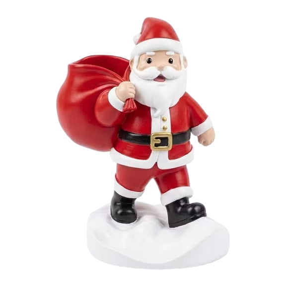 Single Resin Santa Claus Figurine With Snow Base, Christmas Table Ornament, Indoor Holiday Shelf Display Decor