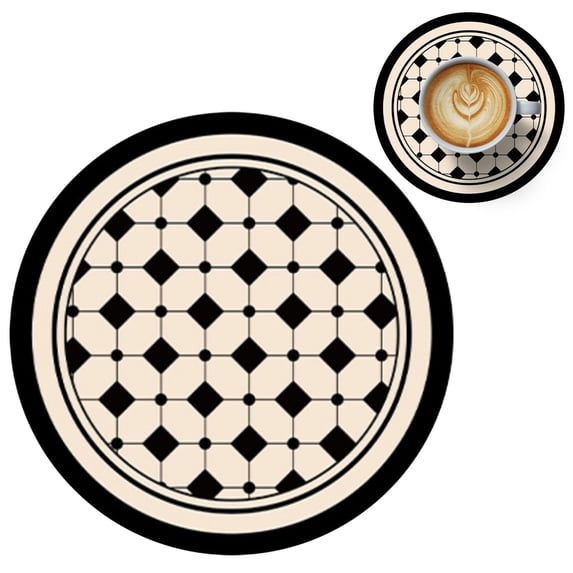 Single Retro Round Drink Coasters, Absorbent Heat‑Resistant Cup Mats For Coffee Tea Mugs, Table Decor Round Placemats For Home Kitchen Countertop