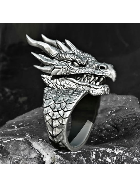 Single Ring Men'S Fashion Alloy Dragon Ring, Gothic Punk Rock, Overbearing Fierce, for Daily Occasion, Party Occasion, Valentine'S Day, Beer, Halloween Gift,13
