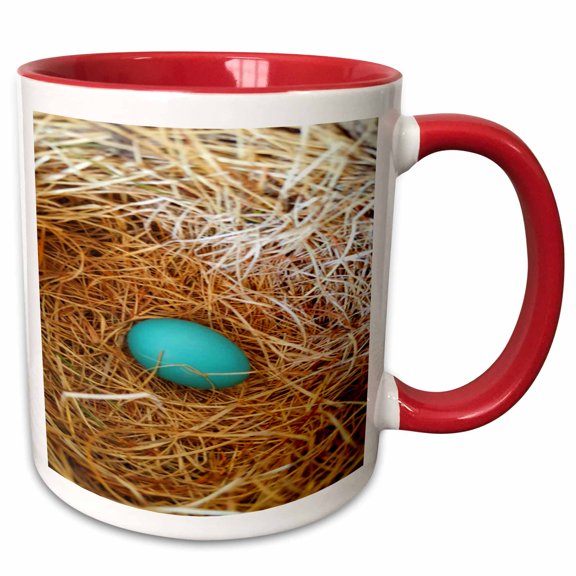 3drose, Single Robins Egg Bird Nest, 11oz Two-tone Red Mug