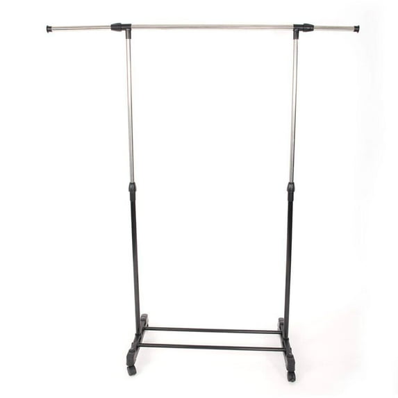 Single Rod Adjustable Telescopic Coat Rack Simple Assembly Bedroom Movable Garment Hanger Balcony Cloth Drying Display Rack