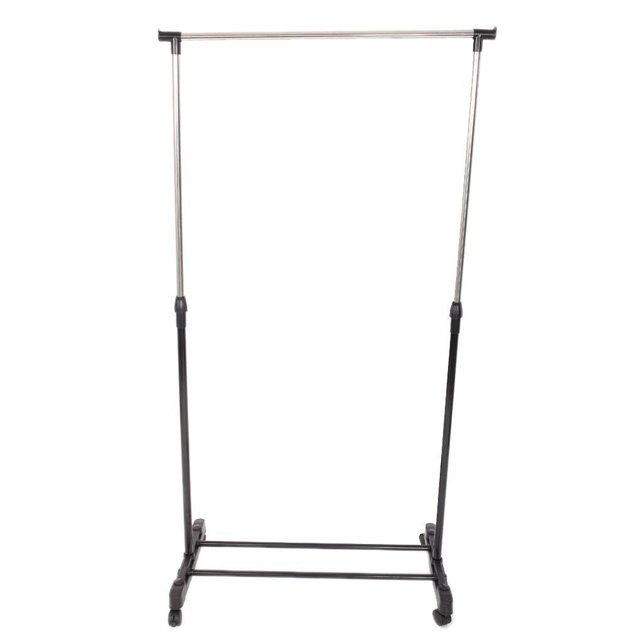 Single Rod Rolling Garment Rack Movable Adjustable Height Clothing ...