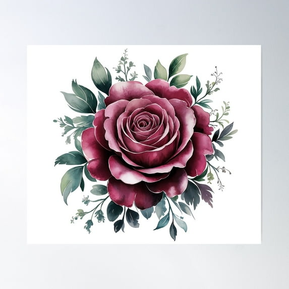 Single Rose – Elegant Floral Design Poster Wall Art, Modern Wall Decor For Living Room Bedroom, 8x12 UNFRAMED