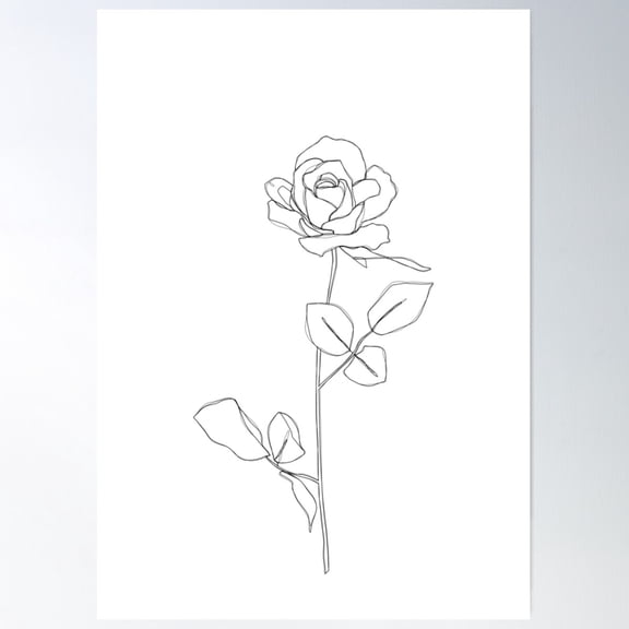 Single Rose Illustration - Joelle Poster Wall Art Modern Wall Decor For Living Room Bedroom Art