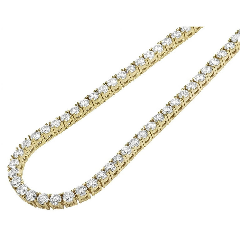 Single Row 25 Pointer CT Diamond Tennis Chain Necklace Gold