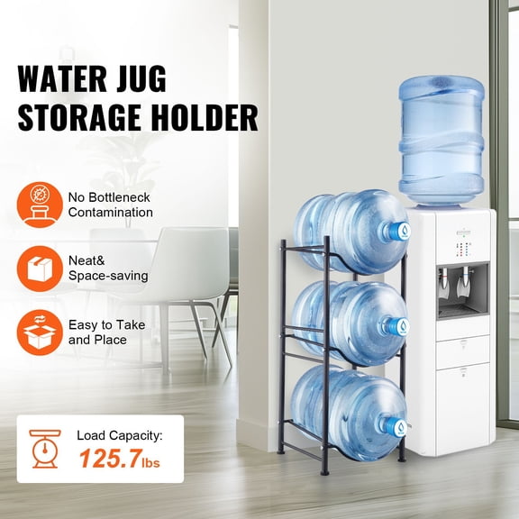 Single Row 3-Bottle Water Jug Rack,5 Gallon Holder for Kitchen,Office,Living Room
