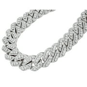 JEWELRY UNLIMITED Single Row 3D 62.67 CT Diamond Cuban Chain Necklace Gold 22MM 18" - 24"-White-gold-18"