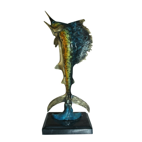 Single Sailfish Bronze Statue -  Size: 6"L x 6"W x 15"H.