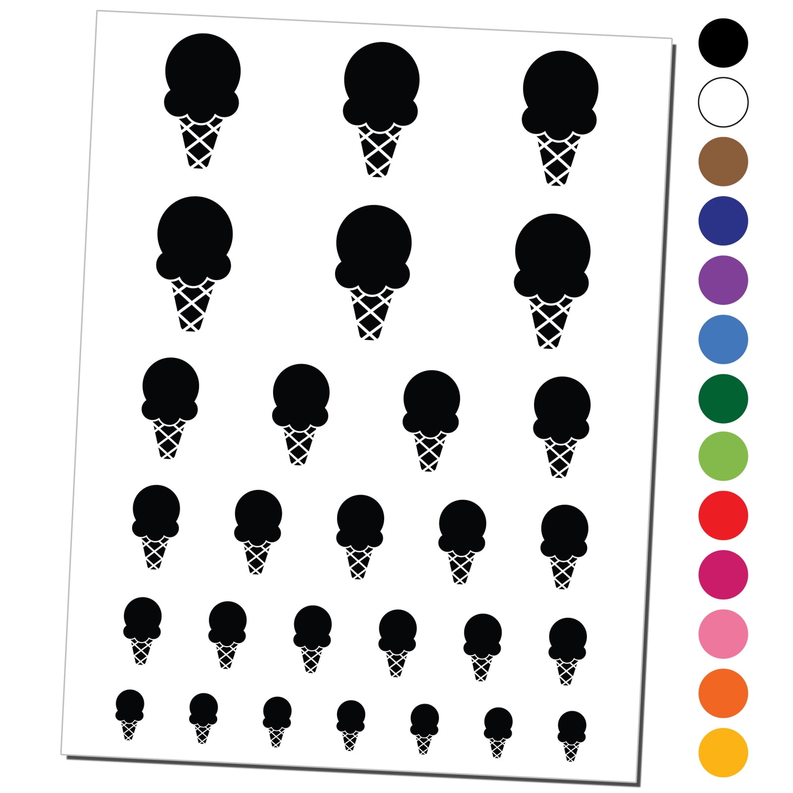 Single Scoop Ice Cream Cone Water Resistant Temporary Tattoo Set Fake ...