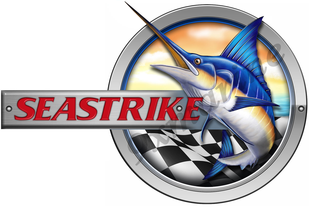 Single Seastrike 10"X7" Round Marlin Sticker