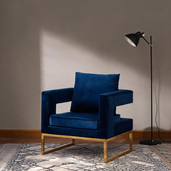 Single-Seat Accent Arm Chair Blue-Toned Polyester Upholstery Contemporary Style for Living Room Bedroom Seating