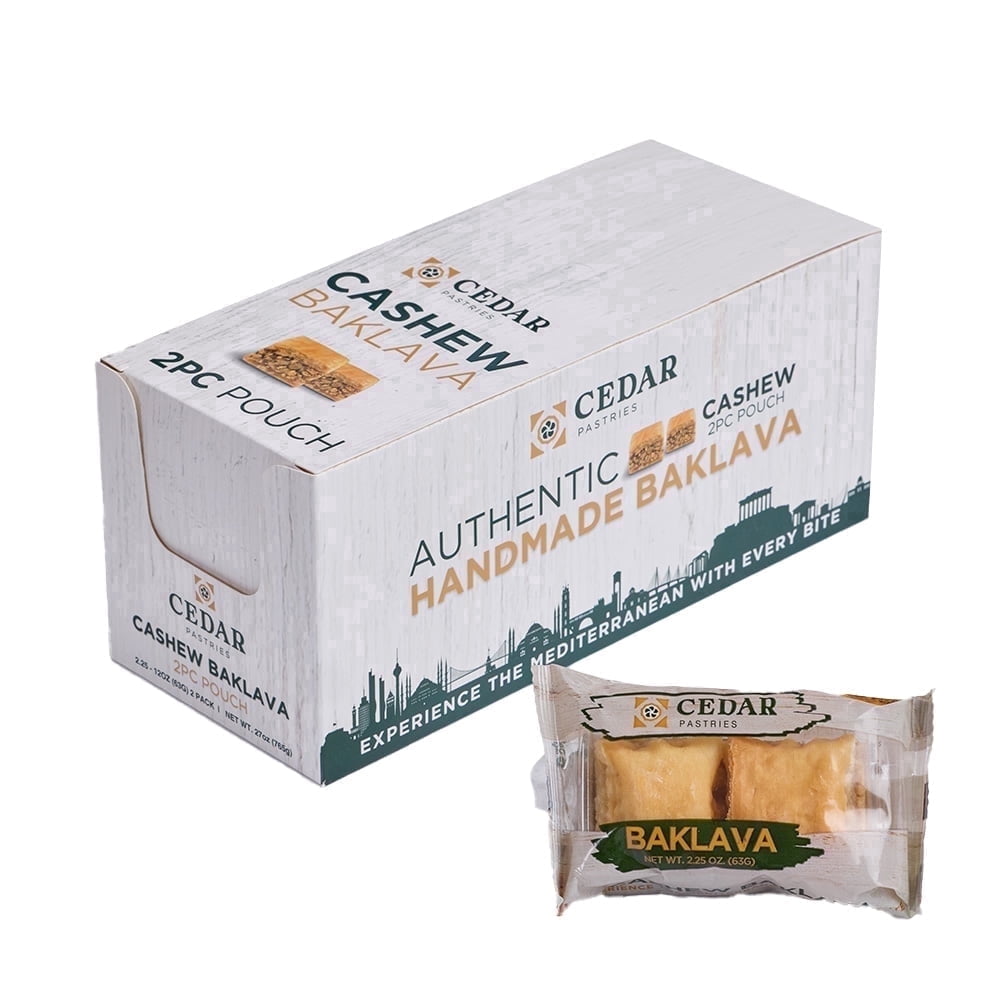 Cedar Pastries 12 oz Cashew Baklava Dessert Squares – Authentic ...