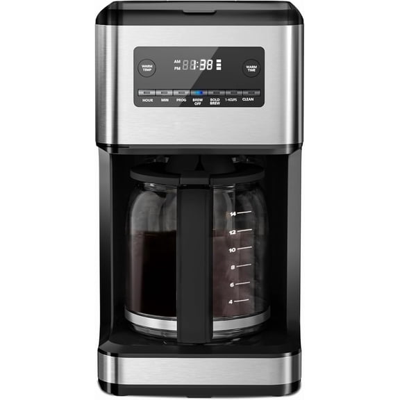 Single Serve Coffee Maker, 2 in 1 Coffee Machine for Ground Coffee, 6 to 14oz Brew Sizes, Pod Coffee Makers with 40oz Removable Water Reservoir, LCD Screen, Self-cleaning