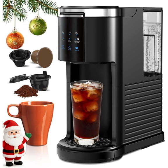 Single Serve Coffee Maker for 2 in 1 K Cup Pods & Ground Coffee 6 to 14 Oz Brew Sizes 40oz Removable Water Tank Compact Portable Coffee Machine for Home Black