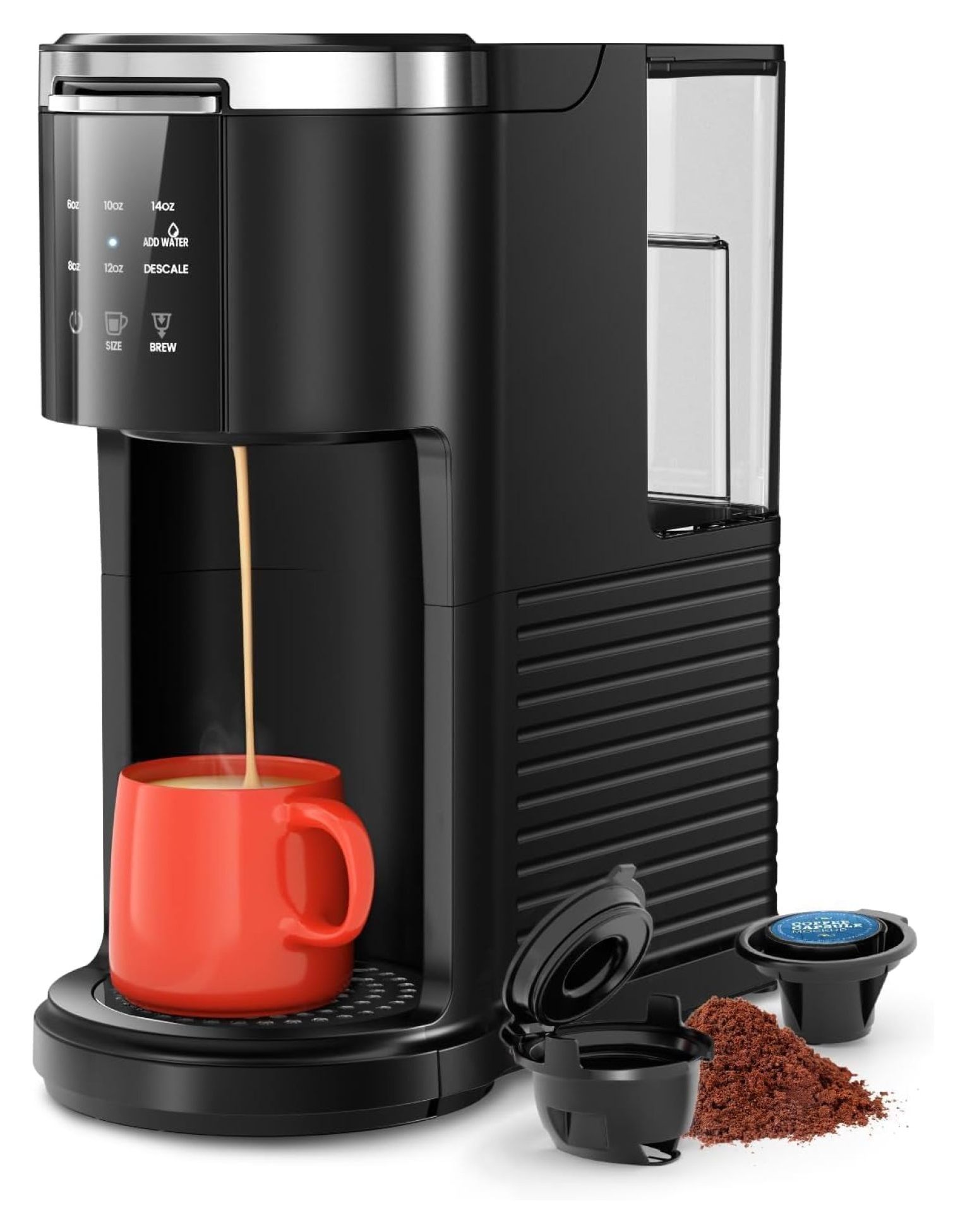 Single Serve Coffee Maker, 2 in 1 Coffee Machine for KCup & Ground