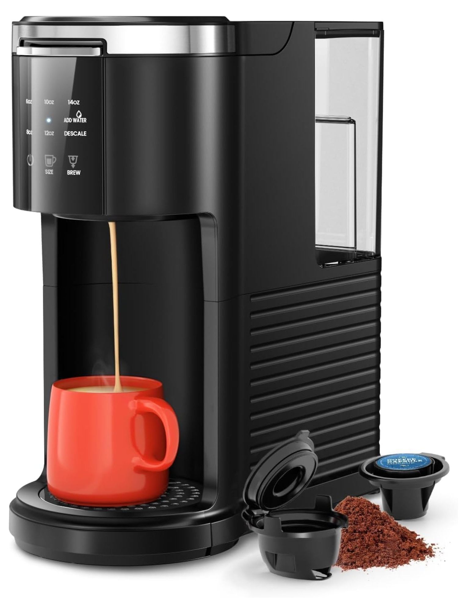 Single Serve Coffee Maker, 2 in 1 Coffee Machine for KCup & Ground