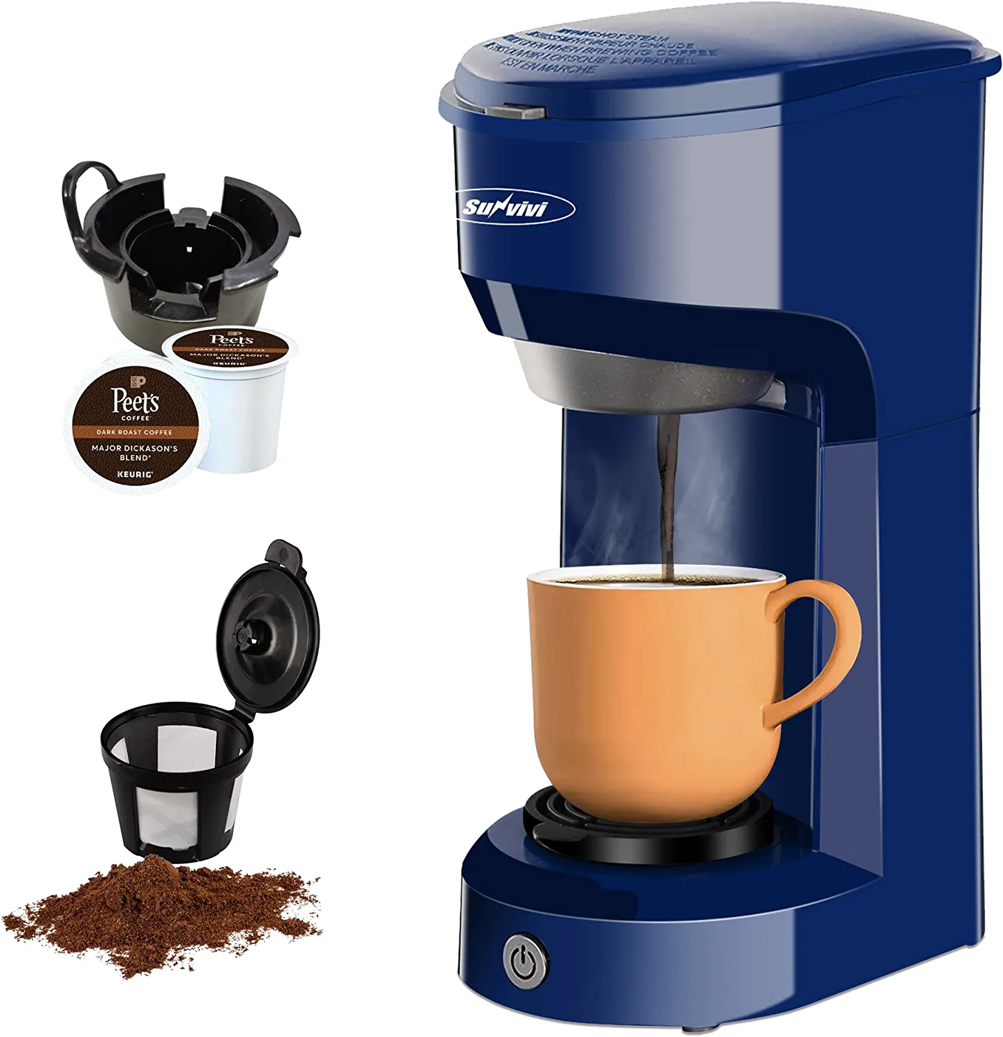 Mecity Coffee Maker 3-in-1 Single Serve Coffee Machine, Compatible with  K-cup Coffee Capsule, Instant Coffee Brewer, Loose Tea maker, 6,8,10 Ounce
