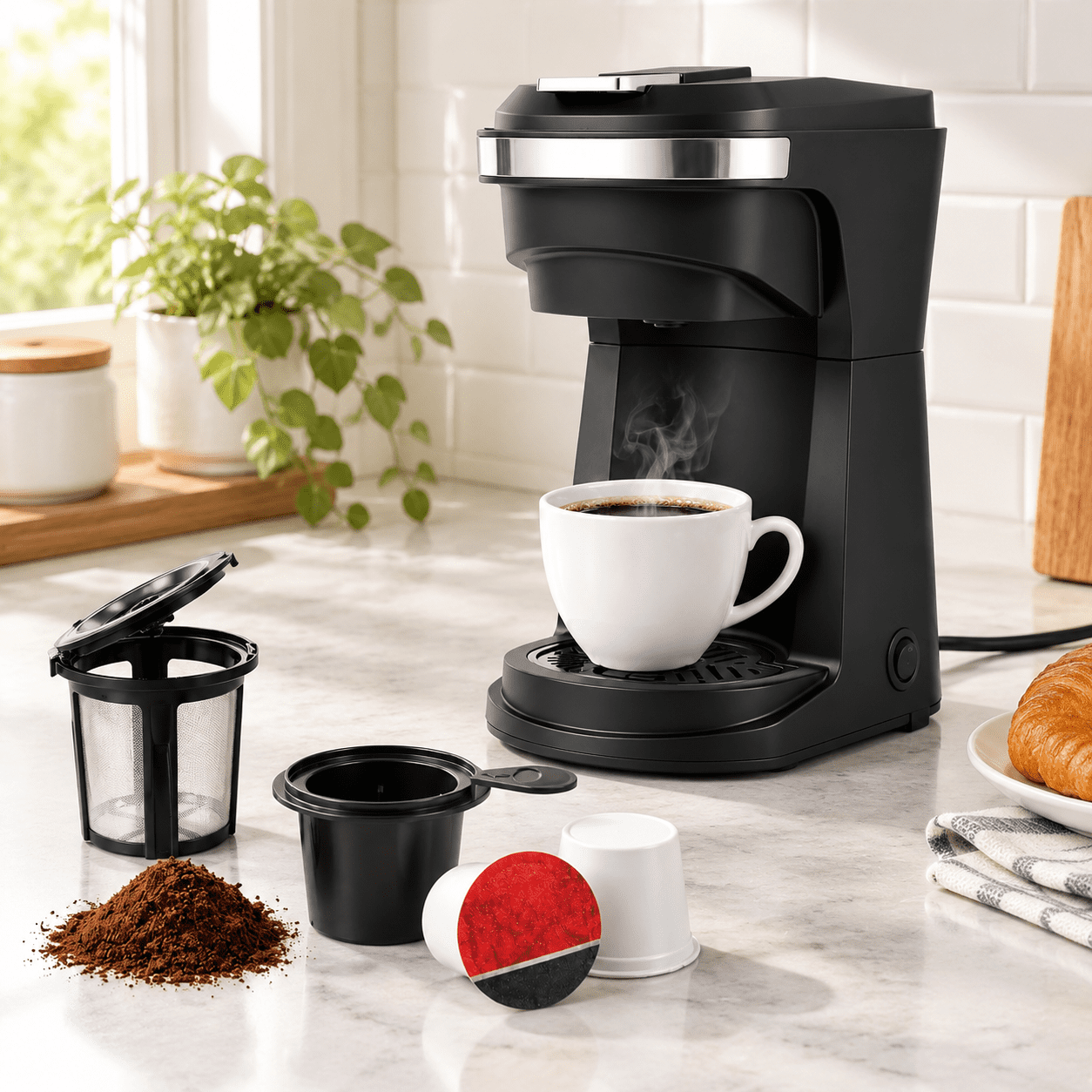 Single Serve Coffee Maker, Black, 1 Cup, Compatible with Kcup Pods and ...