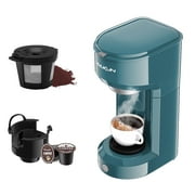 Single Serve Coffee Maker, Coffee Brewer for K-Cup Single Cup Capsule and Ground Coffee, Single Cup Coffee Makers with 6 to 14oz Reservoir, Small Size,Green