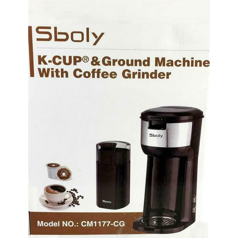 Sboly Mini Coffee Maker K-Cup Pod & Ground Coffee Machines Self Cleaning  Black