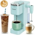 thumbnail image 1 of Single Serve Coffee Maker with Built-in Detachable Milk Frother, Iced and Hot Coffee Machine for K Cup & Grounds, 40oz Removable Water Reservoir, 6 Cup Sizes, Fits 7.3" Travel Mug, Teal, 1 of 16