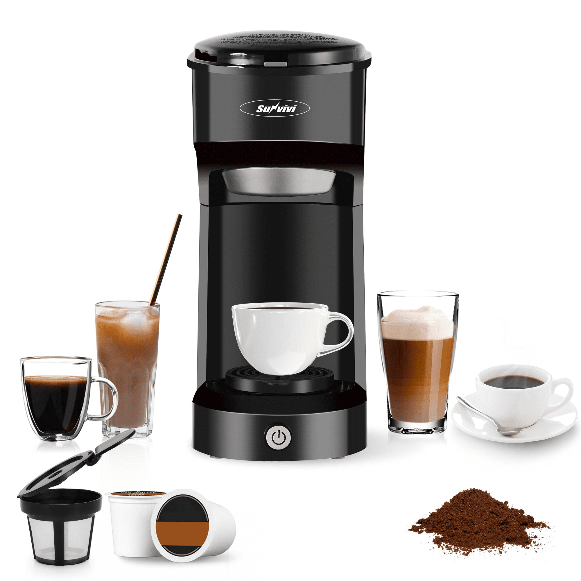 Espresso Pod Machine, 3 in 1 Coffee Machine for Nespresso Capsules  OriginalLine, Dolce Gusto Coffee Pods and Ground Espresso, 19 Bar, Black 