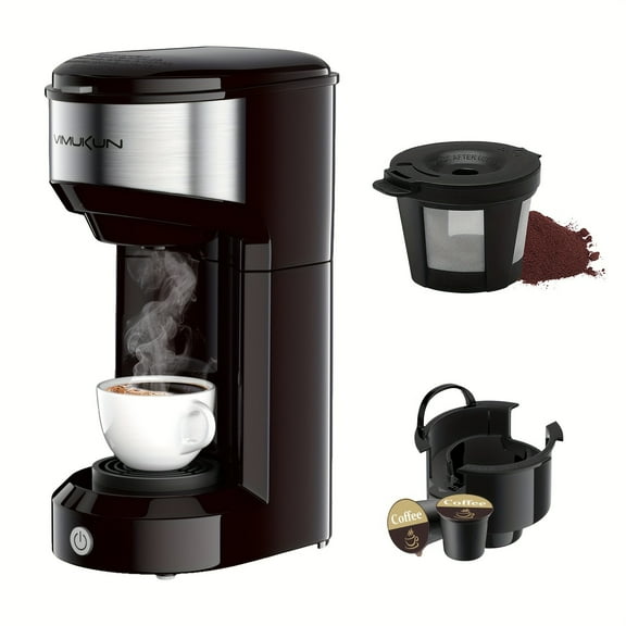 Single Serve Coffee Maker Coffee Brewer for K-Cup Single Cup Capsule and Ground Coffee Single Cup Coffee Maker with 6 to 14oz Reservoir Small Size